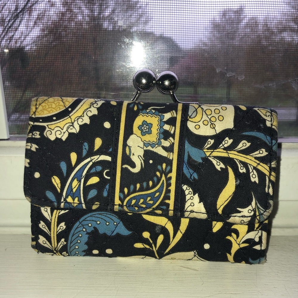 Vera Bradley elephant navy and yellow wallet